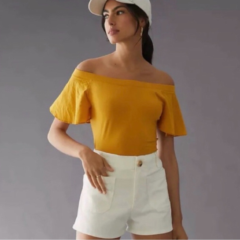 Maeve Off Shoulder Top – Mustard Yellow | Size XS | Good